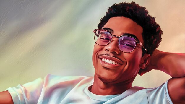 Retrato de un joven sonriente con gafas