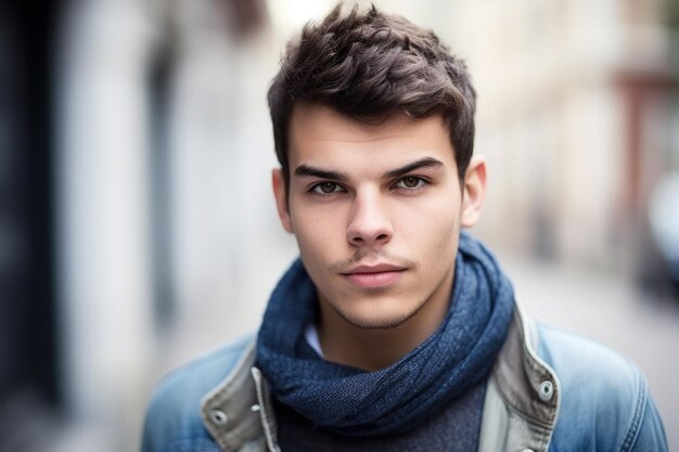 Retrato de un joven vestido casualmente mirando la cámara creada con ai generativo