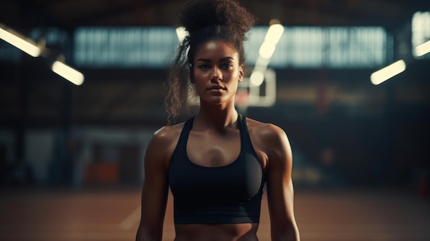 Retrato de jugador de netball con confianza y aptitud generativa de IA