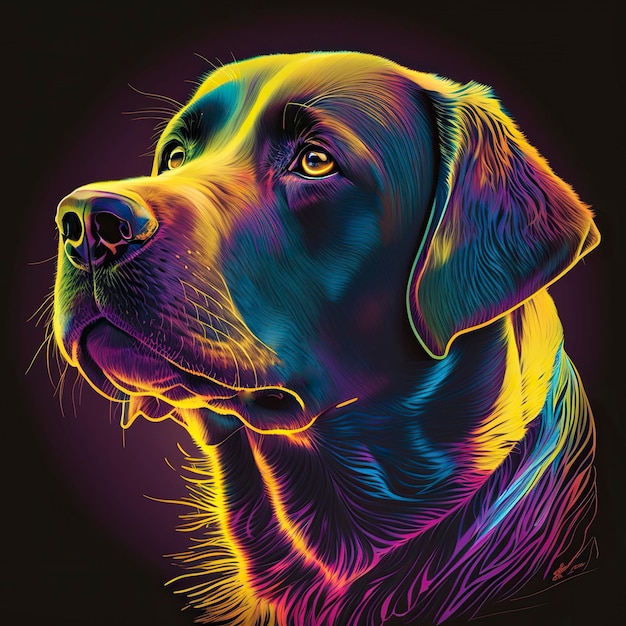 Retrato de Labrador en colores del arco iris Generativo AIx9