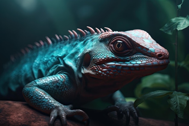 Retrato de un lagarto camaleón colorido increíblemente lindo Lagarto salvaje exótico o reptil IA generativa