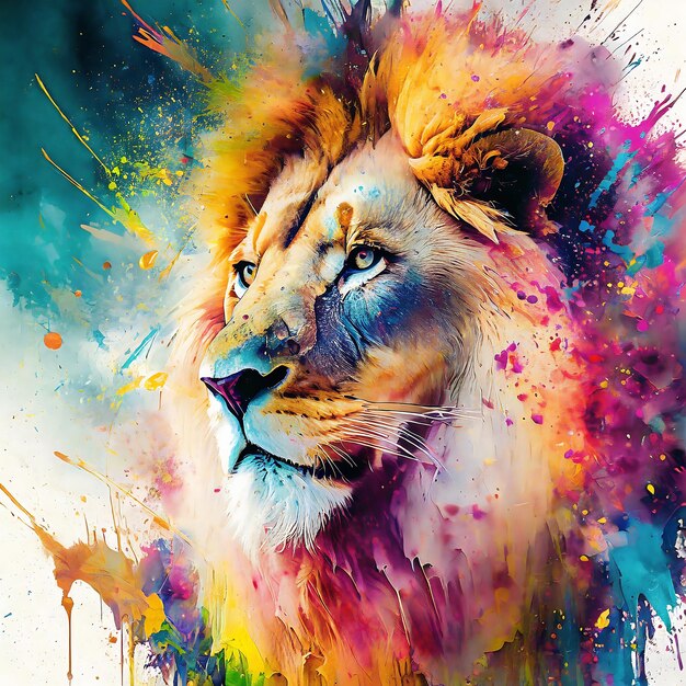 Retrato de un león animado