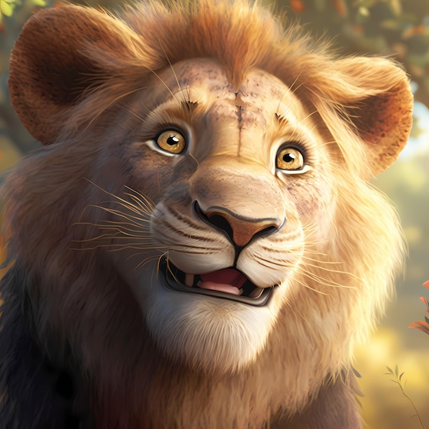 retrato de un león cerca de un león