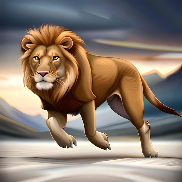 retrato de un león foto de un león aislado en un hermoso fondo