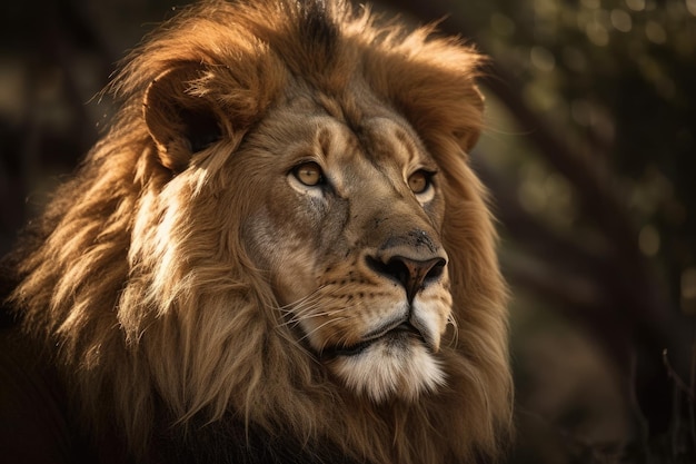 Retrato de un león macho grande