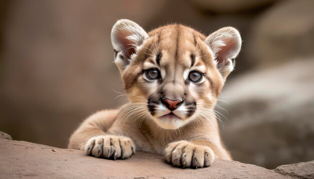 Retrato de un león de montaña o puma cougar bebé