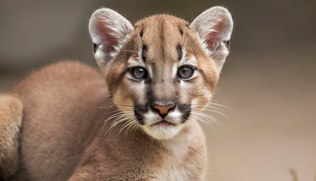 Retrato de un león de montaña o puma cougar bebé