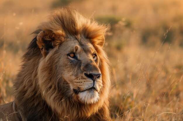 Retrato de un león en un safari en la sabana