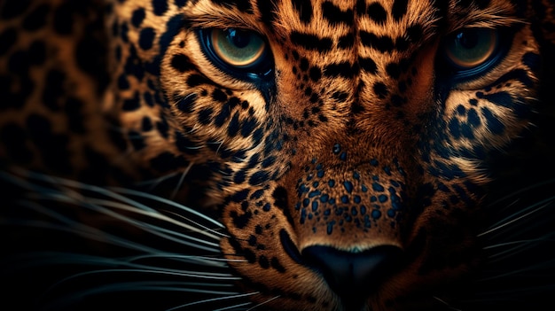retrato de leopardo de cerca con un gran ojo