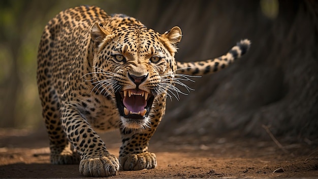 Retrato de un leopardo enojado