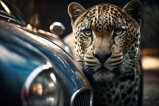 Foto retrato de un leopardo en primer plano