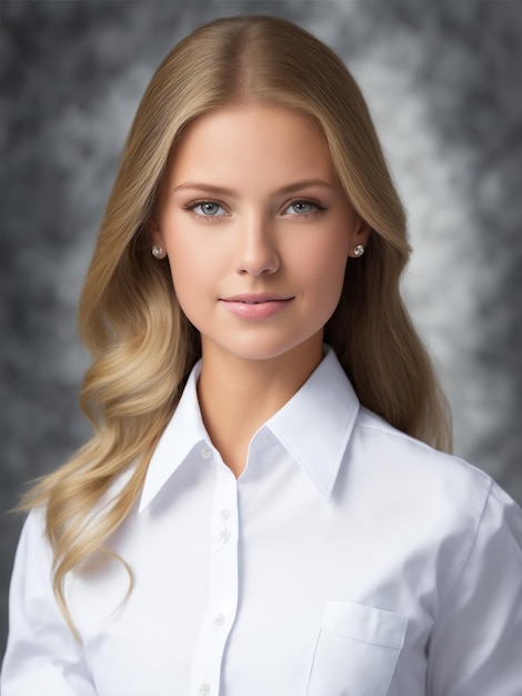 retrato linda garota americana vestindo camisa branca de trabalho