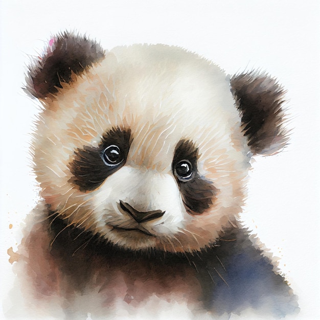 Retrato de una linda ilustración de acuarela de panda bebé