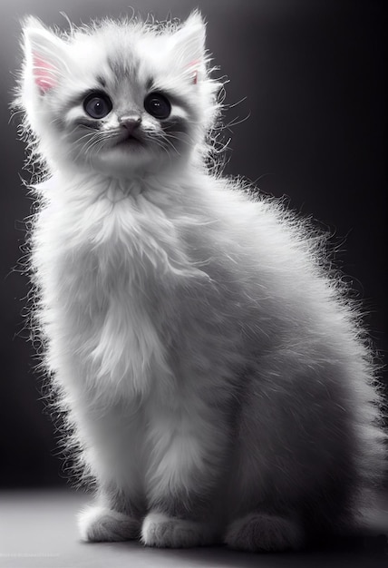 retrato, de, lindo, adorable, gatito, 3d, ilustración