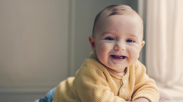 Retrato de un lindo bebé con síndrome de Down