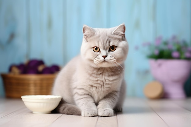 retrato de un lindo gato joven de raza británica