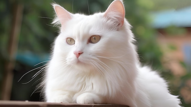 Foto un retrato de un lindo gato de pelo blanco