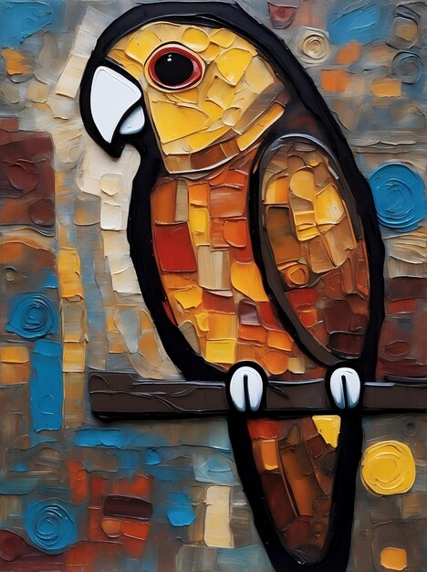 Foto retrato de un lindo loro pintura al óleo en estilo abstraccionismo