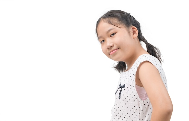 Retrato, de, lindo, niña asiática, sonrisa