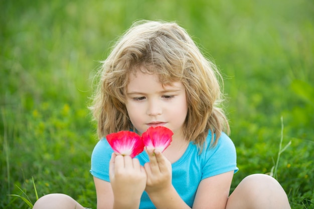 retrato, de, un, lindo, niño, niño, cicatrizarse, caucásico, niños, cara, niños, el gozar, verano