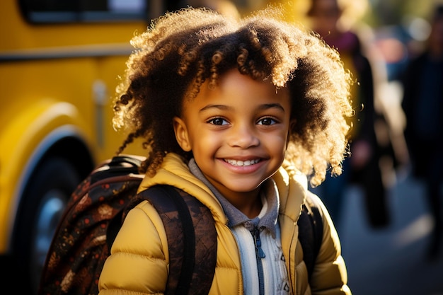 Retrato de un lindo niño de piel oscura sonriente