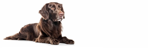 Retrato de un lindo perro aislado en un fondo blanco concepto de bienestar animal para una clínica veterinaria