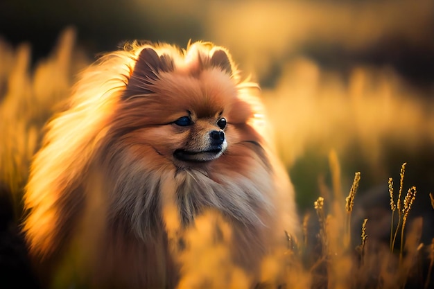 Retrato de lindo perro pomerania Generativo AIxA