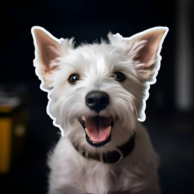 Retrato de un lindo perro West Highland White Terrier con expresión divertida