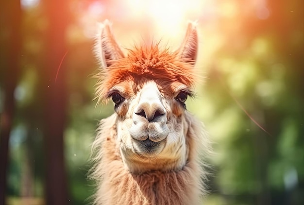 Retrato de Llama en el parque o zoológico