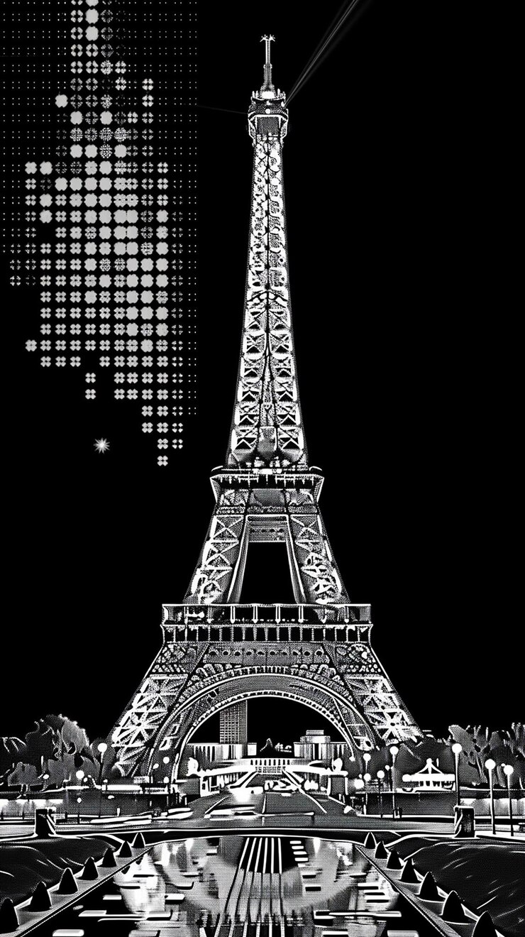 Foto retrato llamativo de la torre eiffel