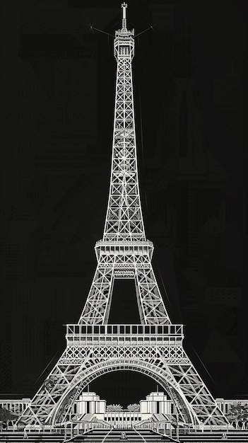 Retrato llamativo de la Torre Eiffel