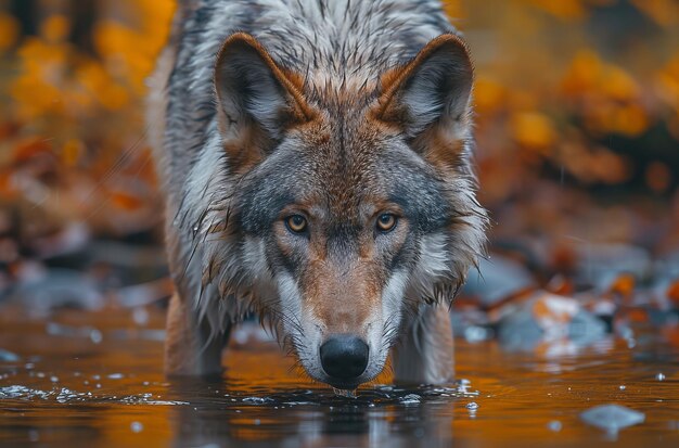 retrato de un lobo en el bosque