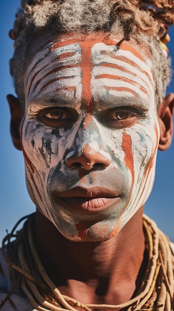 Retrato de macho adulto de la cultura aborigen en Australia