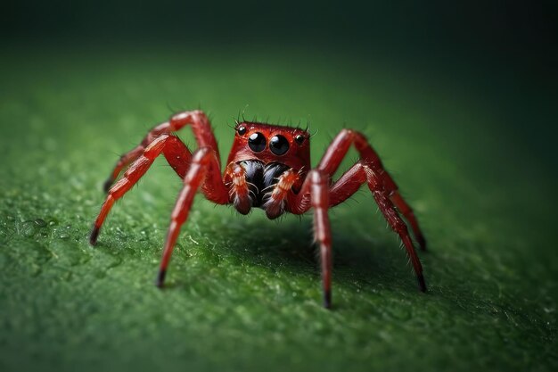 Foto retrato macro de una araña saltadora