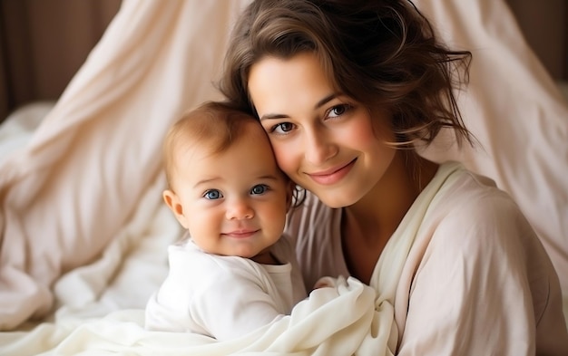 Retrato de una madre con un hijo de IA