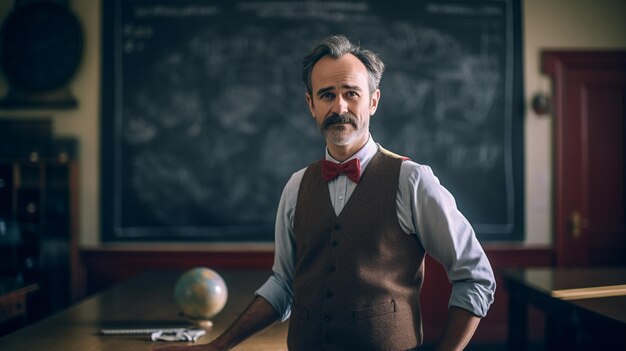 Foto un retrato de un maestro en un aula