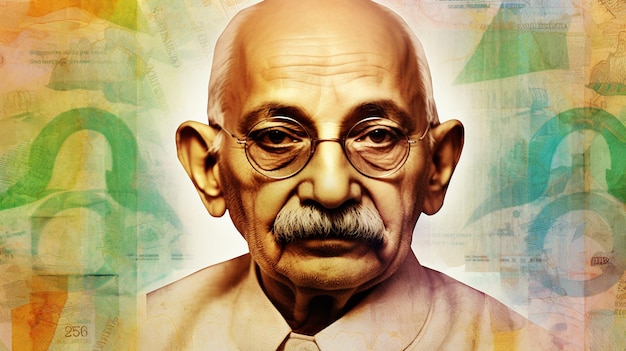 Foto el retrato de mahatma gandhi en el billete de 200 rupias de la india
