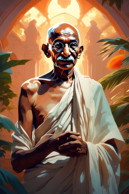 Foto el retrato de mahatma gandhi