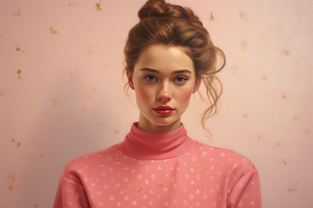 Retrato de maquillaje de suéter de elegancia femenina