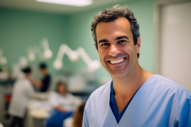 Foto retrato de un médico en un hospital ia generativa