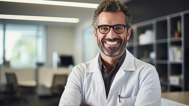 Retrato de un médico en su oficina