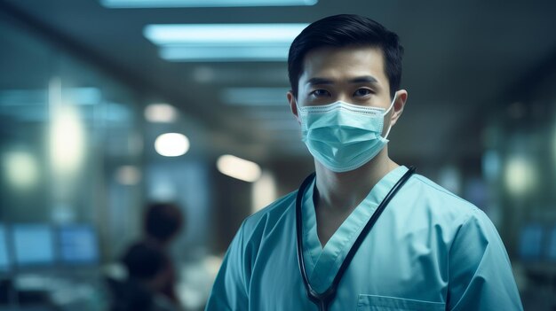 retrato de un médico trabajando en un hospital