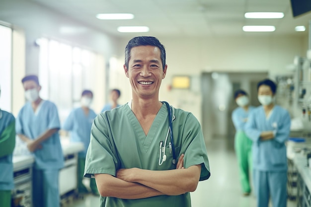 Retrato de médicos y enfermeras del equipo médico asiáticoGenerative ai