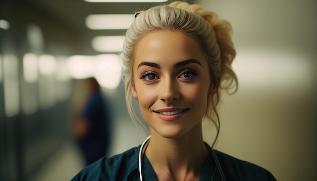Retrato de médicos sonriendo en un hospital IA generativa