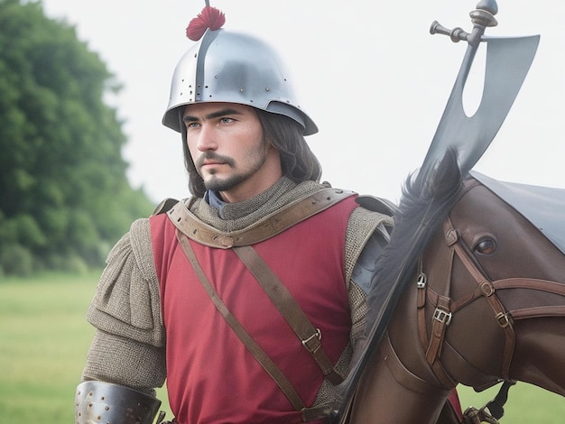 Foto retrato medieval do homem do soldado da foto