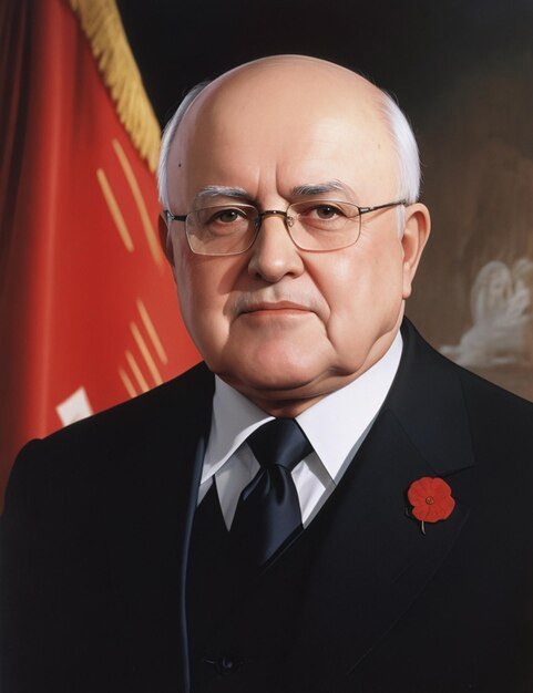 Retrato de Mikhail Gorbachov, presidente de la Unión Soviética