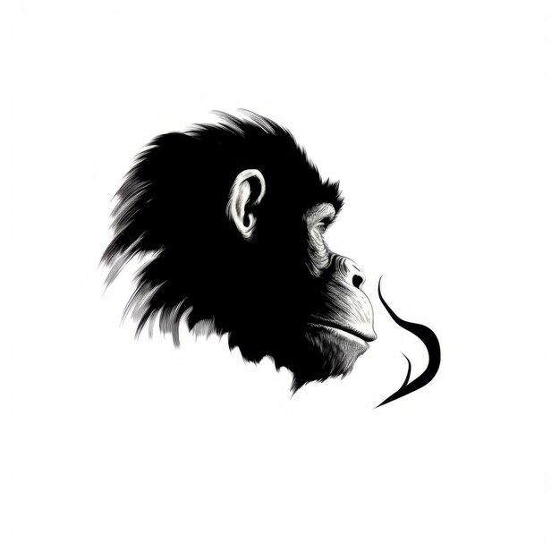 Foto retrato minimalista de chimpanzé com símbolo de tabaco em estilo de arte yupik
