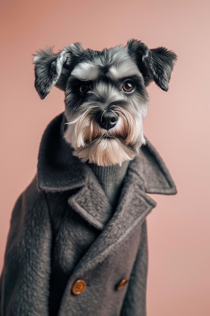 Retrato minimalista de um cão pastor Schnauzer