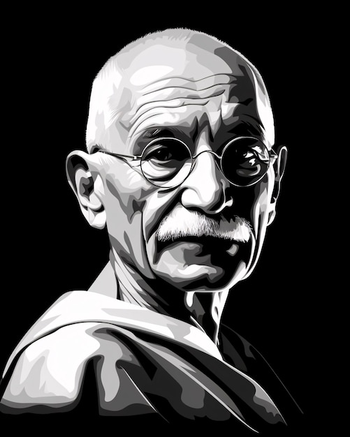 Retrato minimalista do herói indiano e lutador pela liberdade Mahatma Gandhi ji, 2 de outubro
