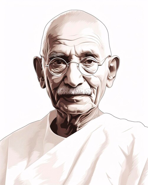 Retrato minimalista do herói indiano e lutador pela liberdade Mahatma Gandhi ji, 2 de outubro